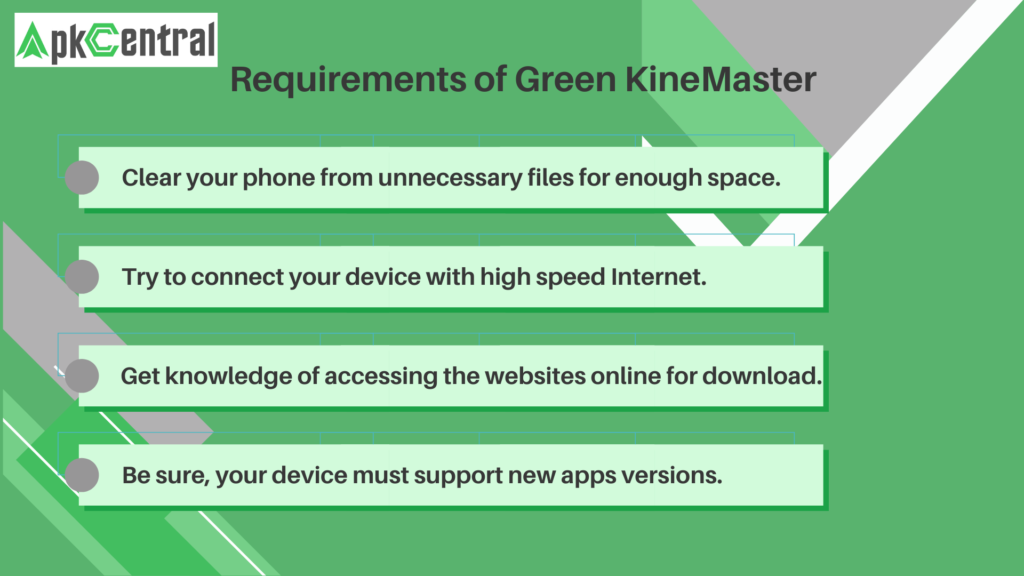 Green KineMaster Requirements